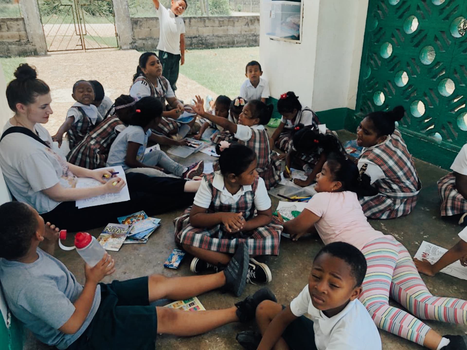 Small-group session with kids in Belize